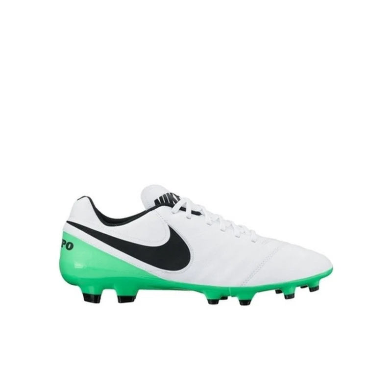 Nike Tiempo Genio II Leather FG Firm Groun Soccer Cleats White Black Green