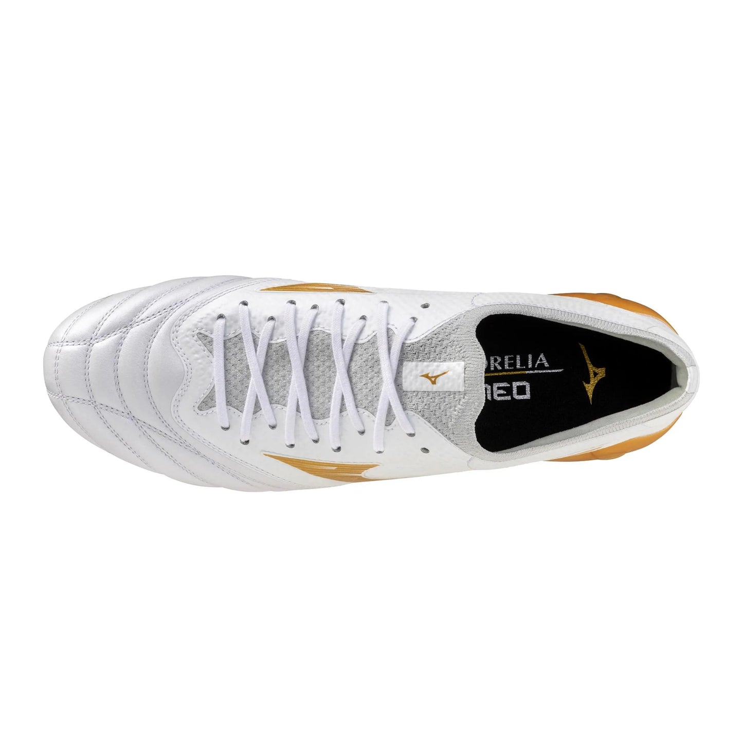 Mizuno Morelia Neo IV Beta Elite FG Firm Ground Soccer Cleats White Gold