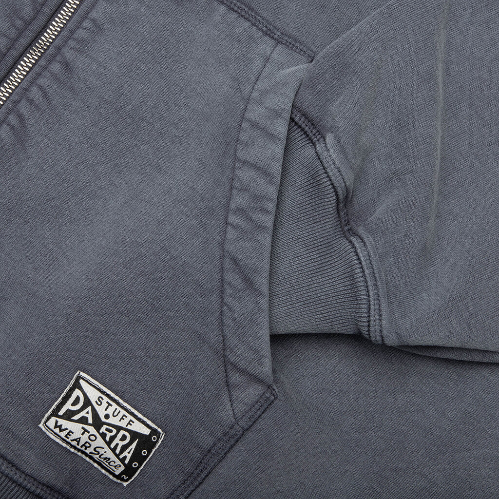 Not Fade Away Zip Hooded Sweatshirt Washed Dark Grey