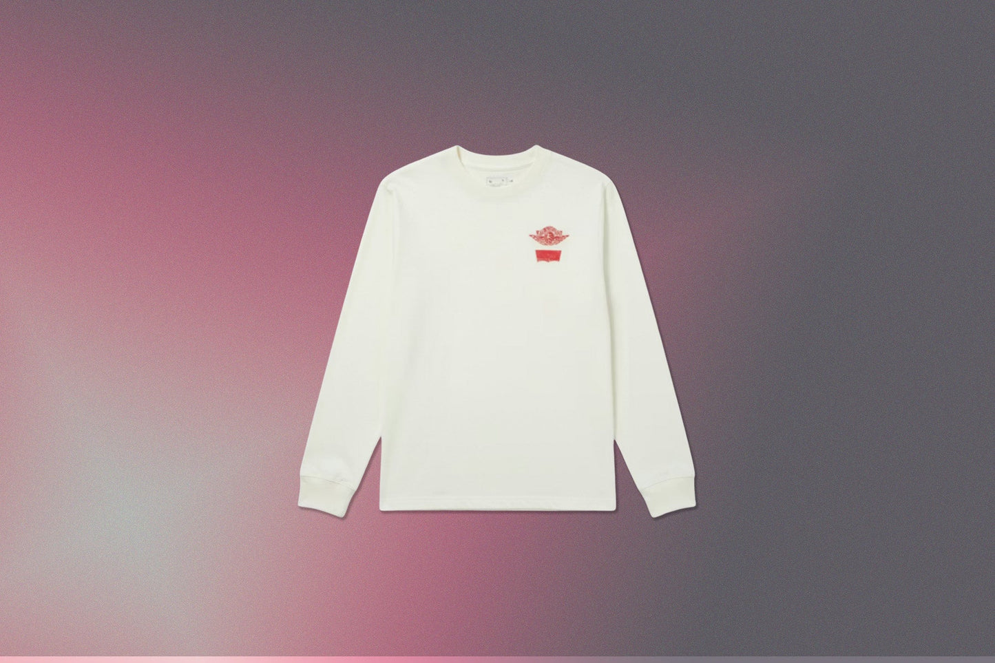 Jordan x Levis L S Tee Pale Ivory Black University Red