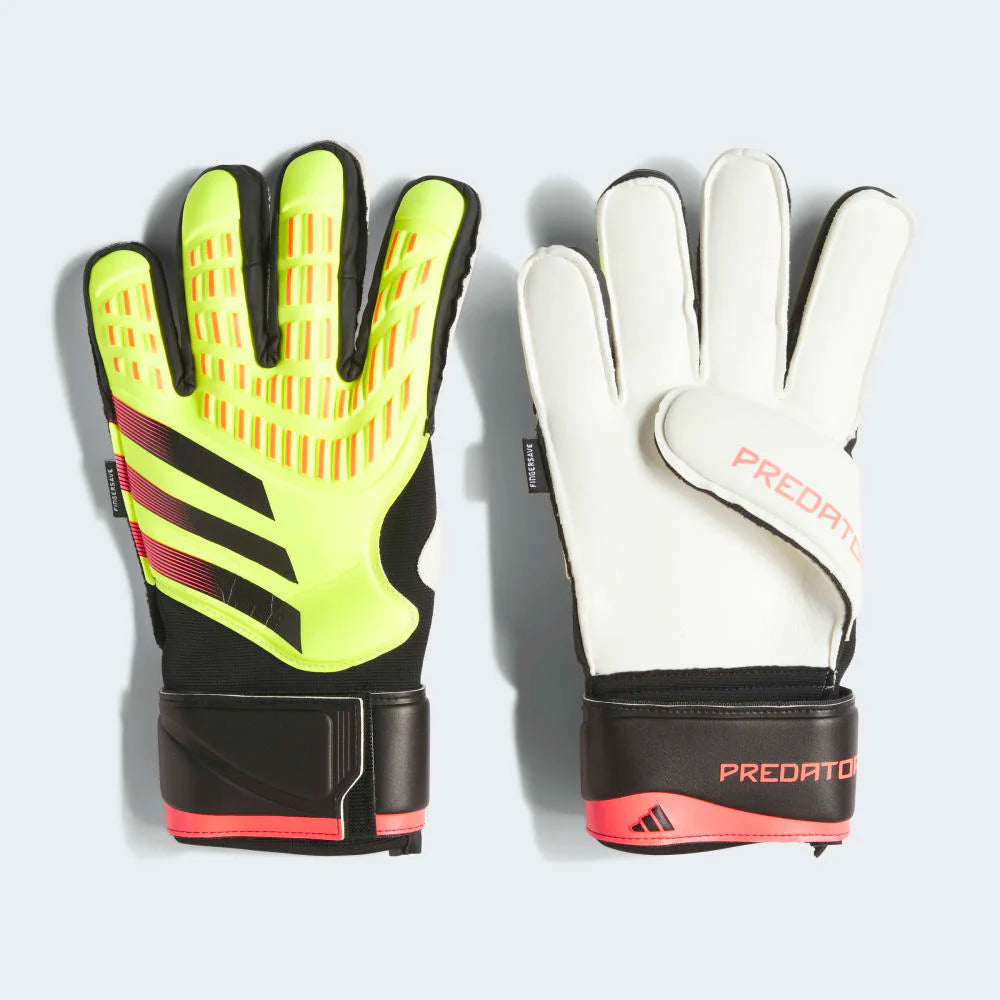 adidas Predator Match Fingersave Goalkeeper Gloves Solar Yellow Black Solar Red