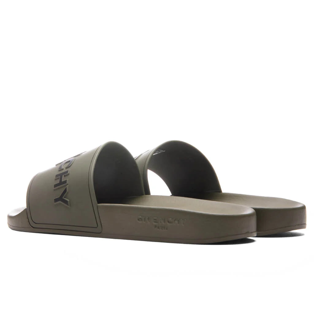 Slide Flat Sandals Khaki