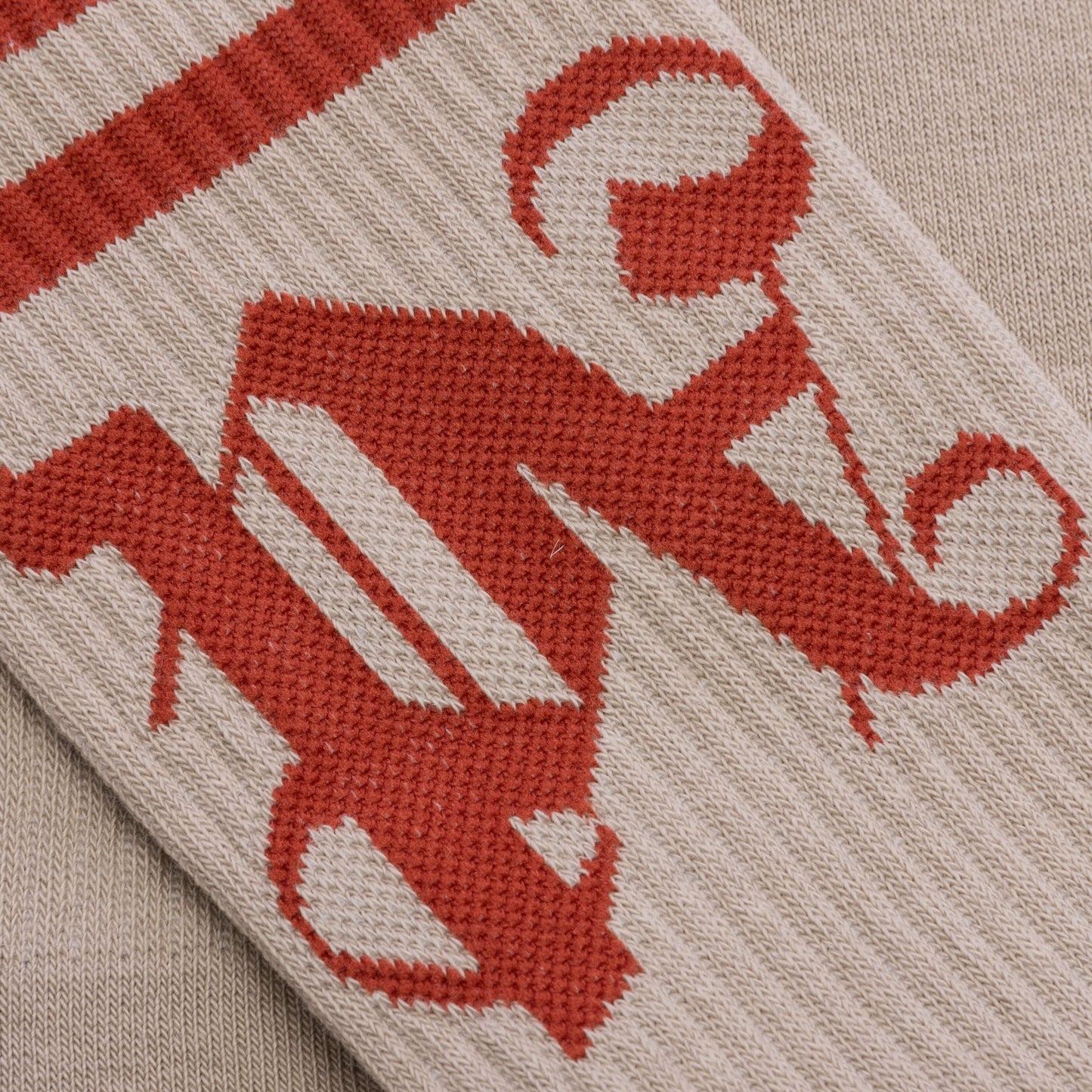 PA Monogram Striped Socks Light Beige Red