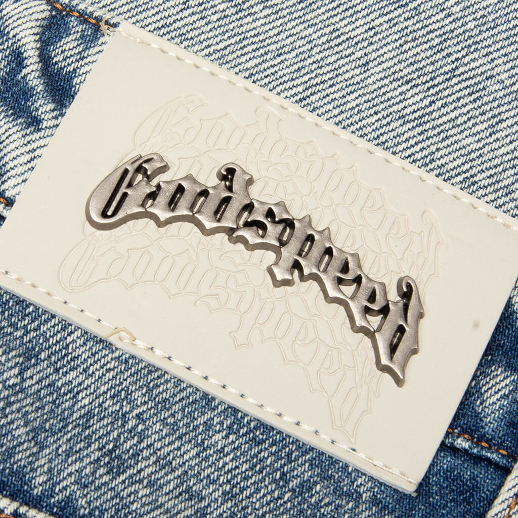 Octagon Cargo Denim Shorts Blue