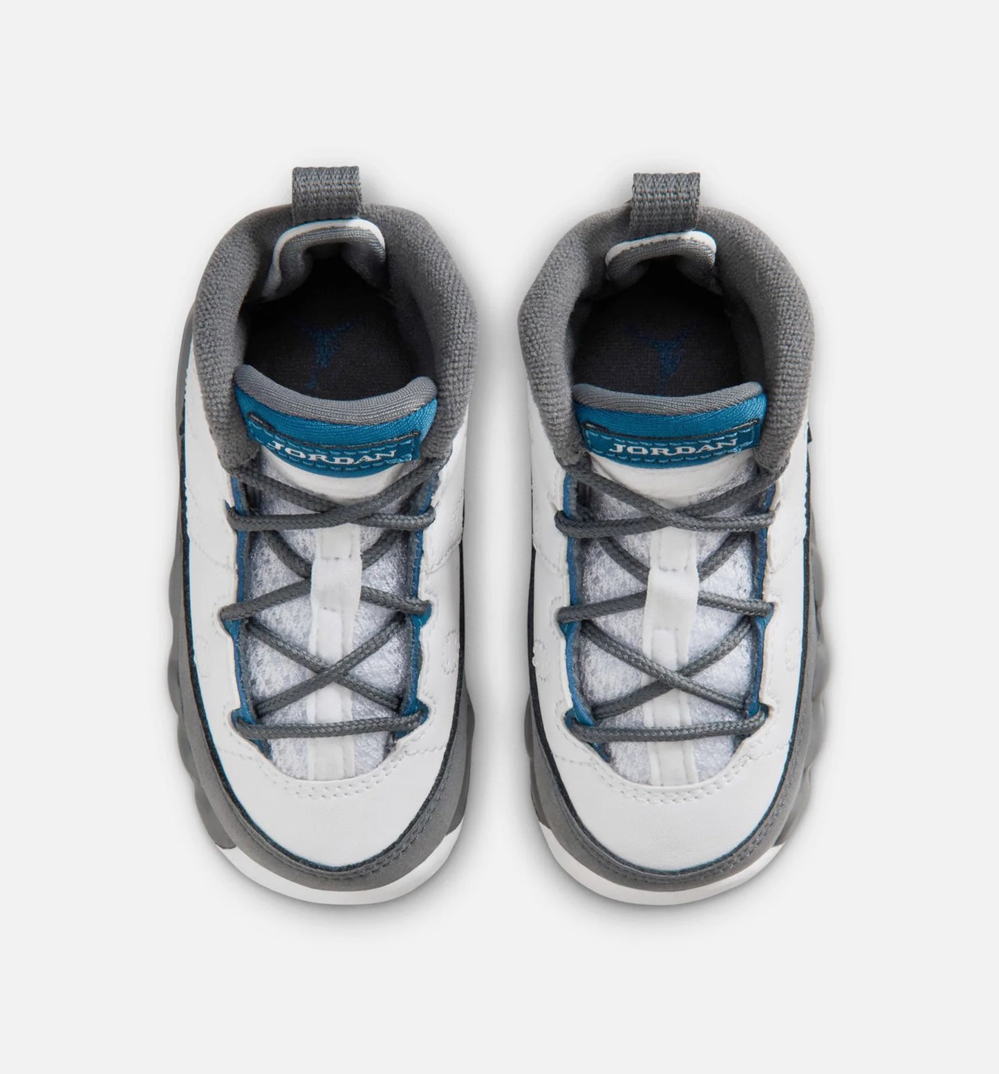 Air Jordan 9 Retro Flint Grey and French Blue Infant Toddler Lifestyle Shoe White French Blue Flint Grey