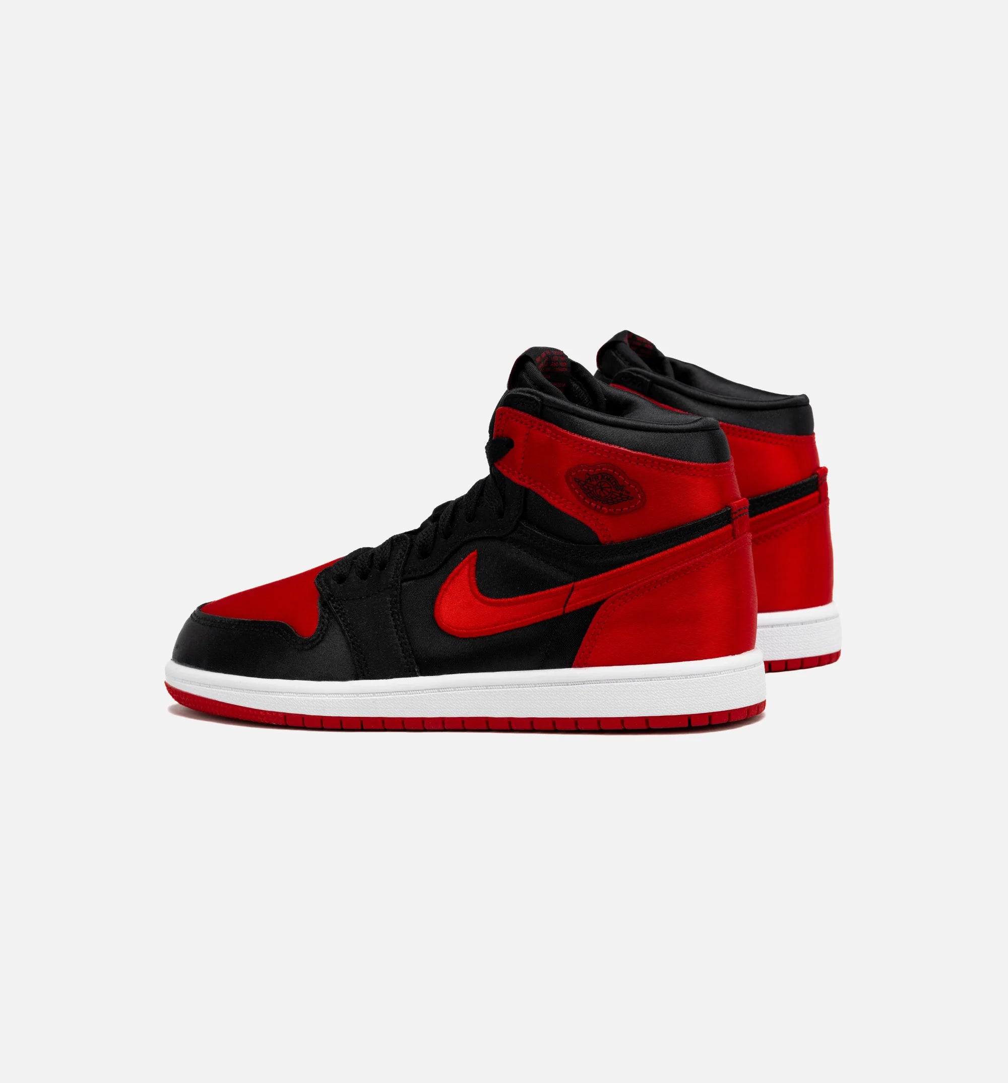 Air Jordan 1 Retro Hi OG Satin Bred Preschool Lifestyle Shoe Black Red Free Shipping