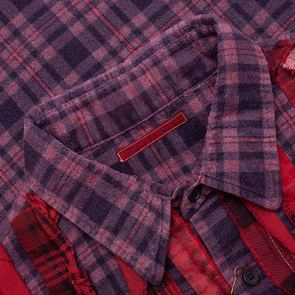 Over Dyed Ribbon Wide Shirt Red