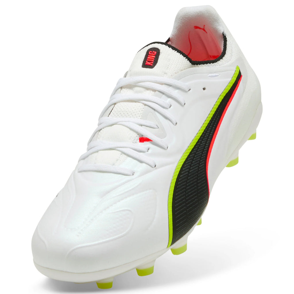PUMA King 20 Ultimate FG AG Firm Multi Ground Mens Soccer Cleats White Red Yellow