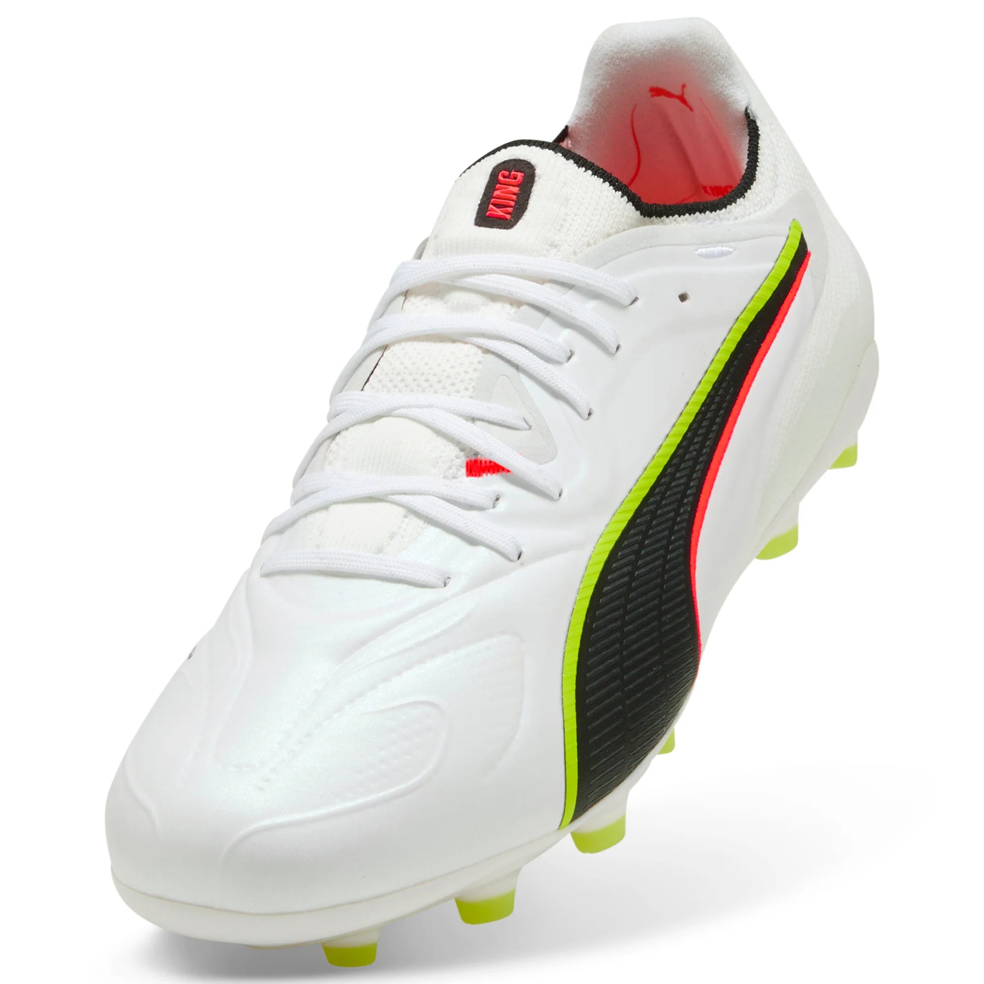 PUMA King 20 Ultimate FG AG Firm Multi Ground Mens Soccer Cleats White Red Yellow
