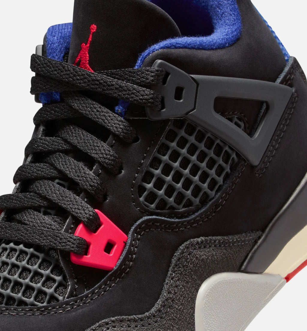 Air Jordan 4 Retro Rare Air Preschool Lifestyle Shoe Black Fire Red Deep Royal Blue