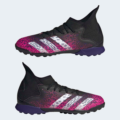 adidas Kids Predator Freak 3 TF J Turf Football Boots Core Black Cloud White Shock Pink