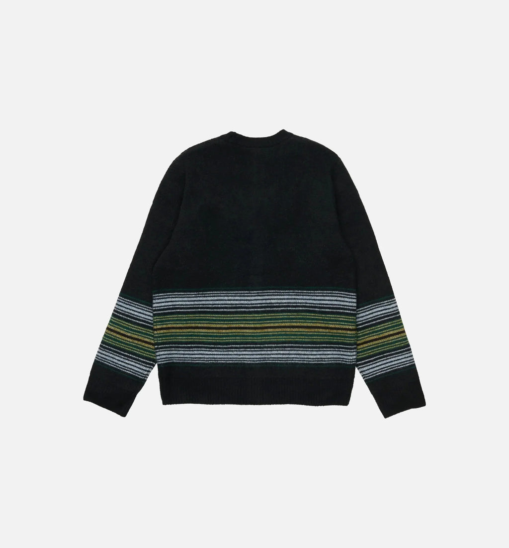 Dillon Stripe Cardigan Mens Sweater Black