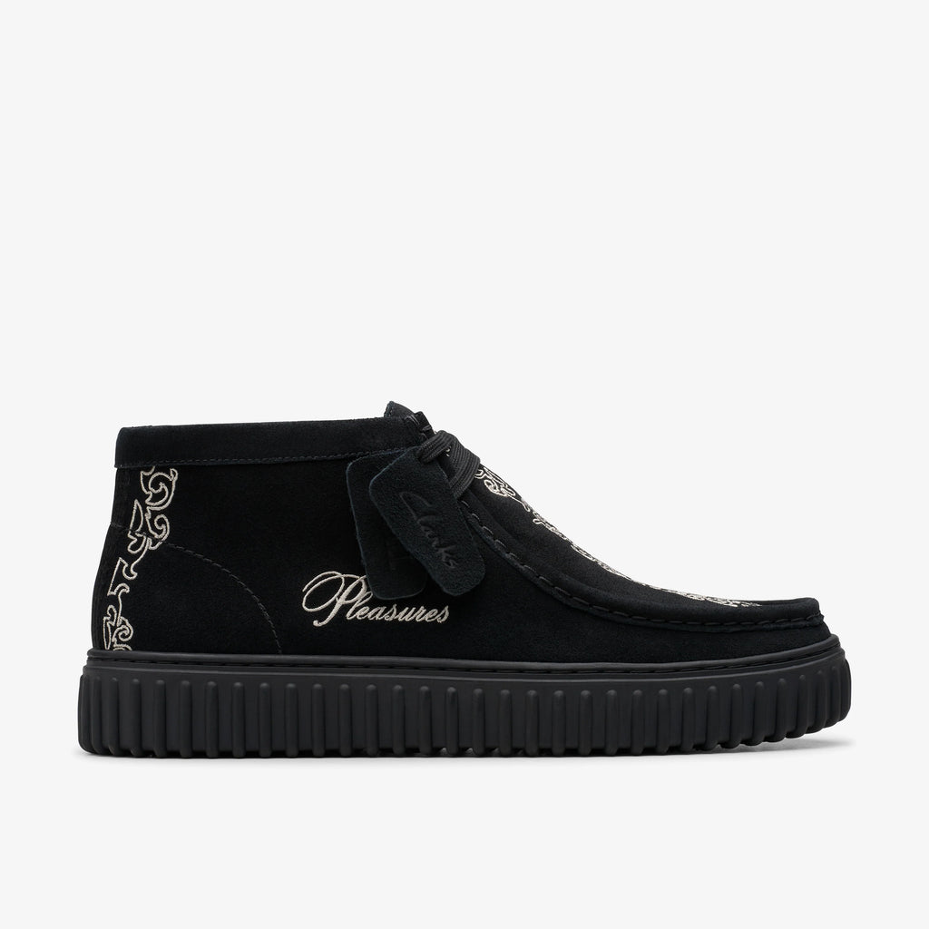 CLARKS X PLEASURES TORNHILL WOVEN BLACK SUEDE