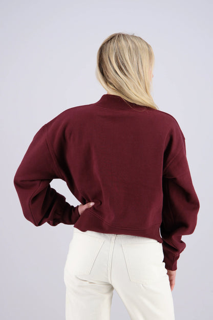 Varsity Crop Mock Neck Sweatshirt