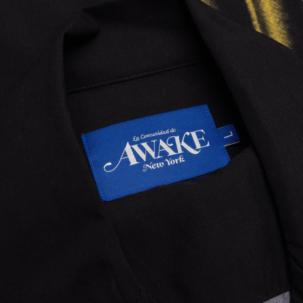 Dice Printed Rayon Camp Shirt Black