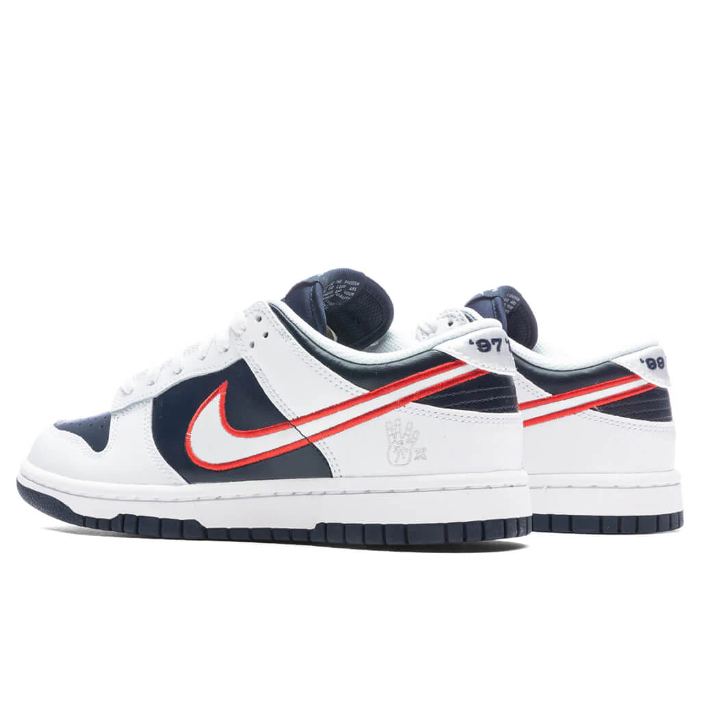Womens Dunk Low Houston Comets Four Peat White University Red Obsidian