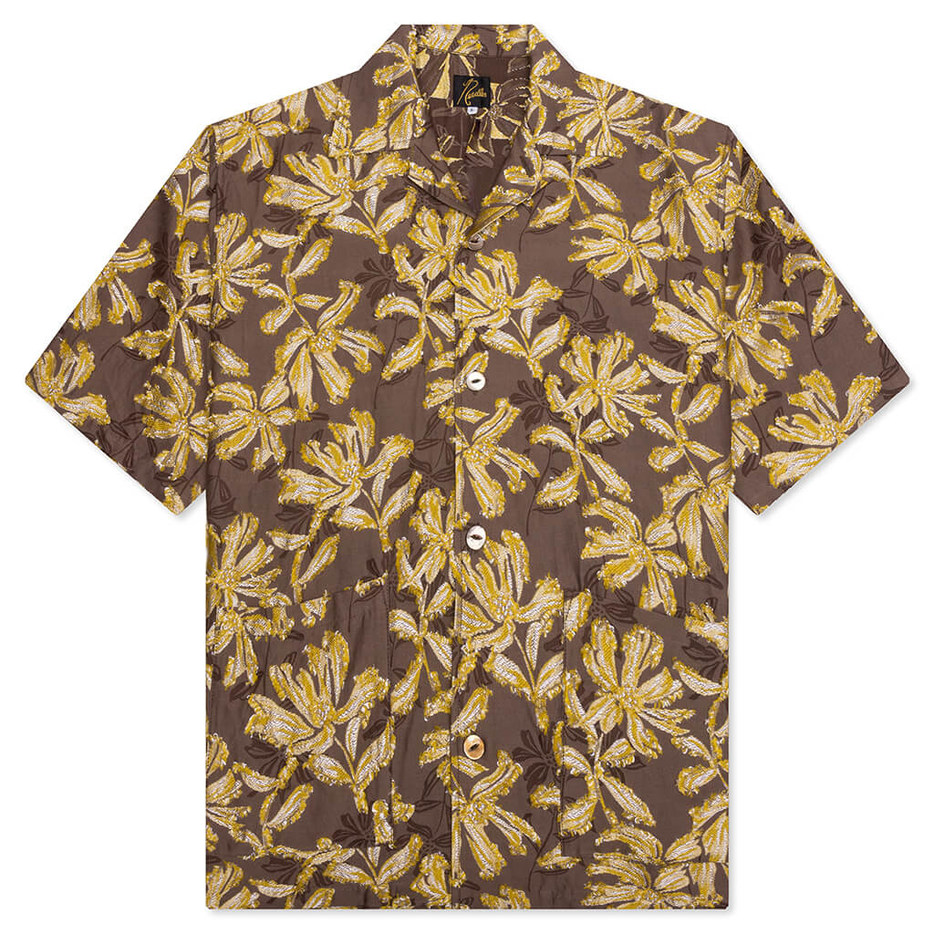 Flower Cut Cabana Shirt Brown