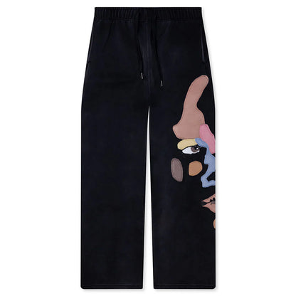 Side Eye Face Sweatpants Black