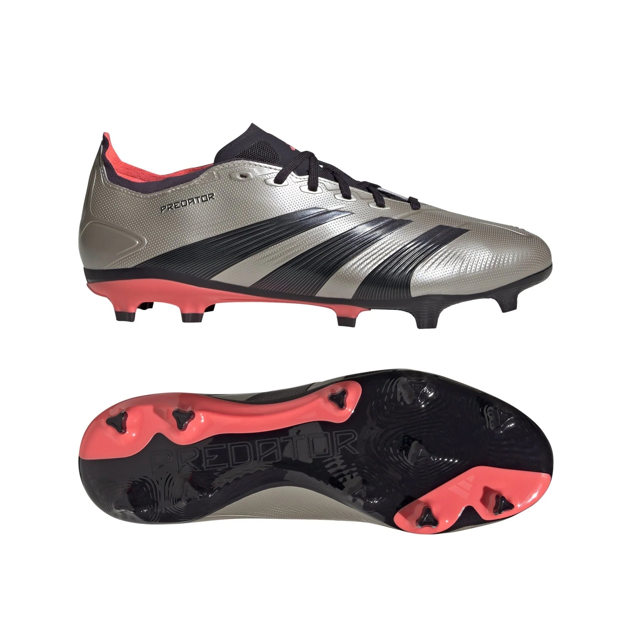 adidas Predator League FG Firm Ground Cleats Platinum Metallic Aurora Black Turbo