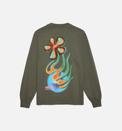Studio Flora Mens Long Sleeve Shirt Olive