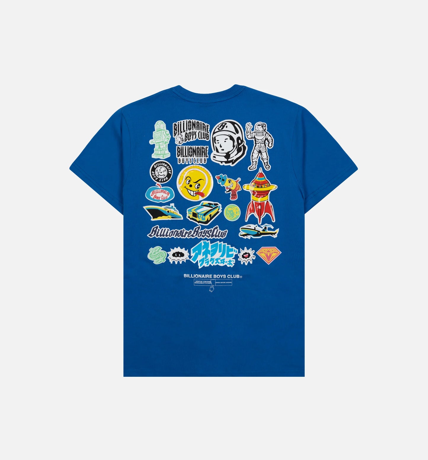 BB Stickered Mens Short Sleeve Shirt Blue