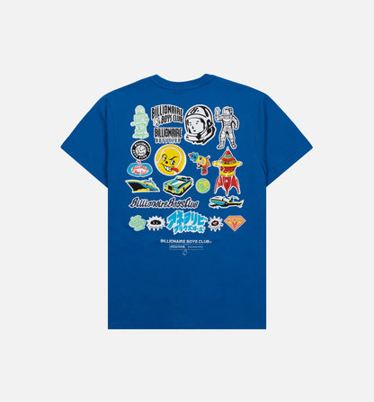 BB Stickered Mens Short Sleeve Shirt Blue