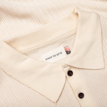 B Summer Knit Polo Shirt Bone