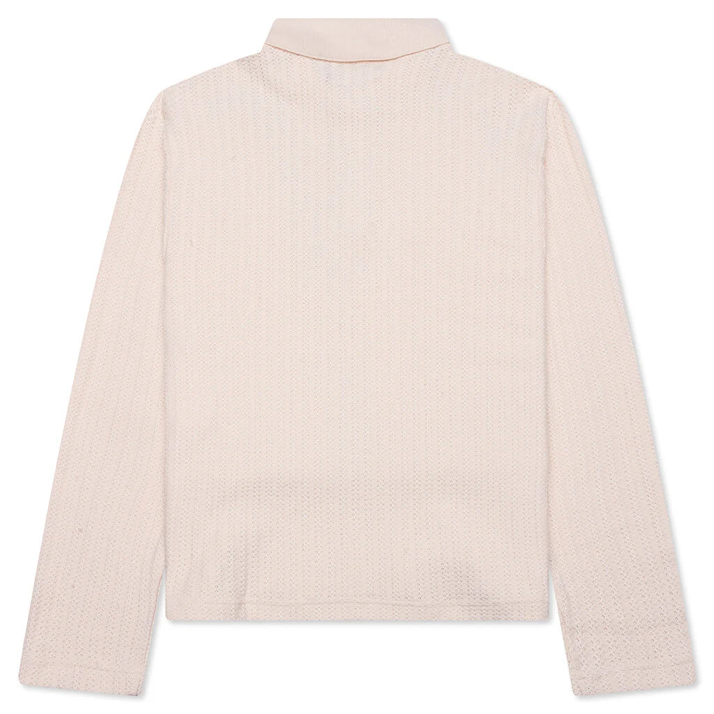 Long Sleeve Knit Polo Bone