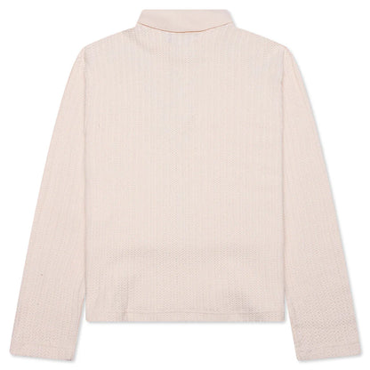 Long Sleeve Knit Polo Bone