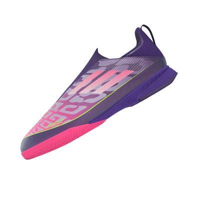 adidas F50 LEAGUE Laceless IN Youth Soccer Shoes Purple White Lemon