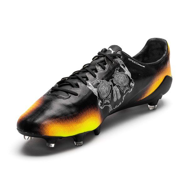 PUMA Evospeed SL II Graphic FG Firm Ground Soccer Cleats Black White Safety Yellow Orange
