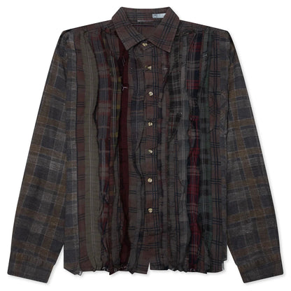 Over Dyed Ribbon Wide Shirt Brown
