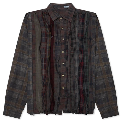 Over Dyed Ribbon Wide Shirt Brown
