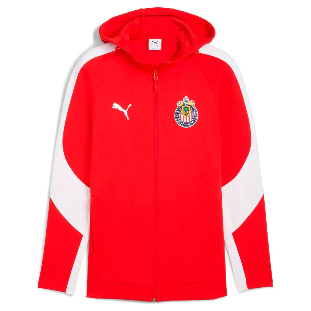 PUMA Chivas Evostripe Hooded Mens Soccer Jacket Red White