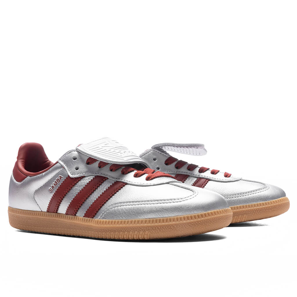 Womens Samba Long Tongue Silver Metallic Preloved Ruby Gum
