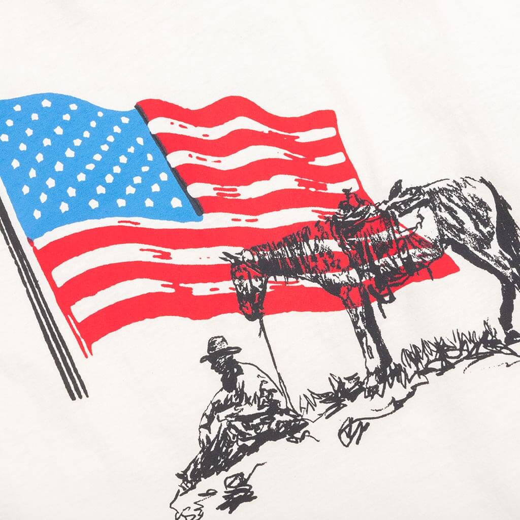American Flag Cowboy Long Sleeve Tee Bone