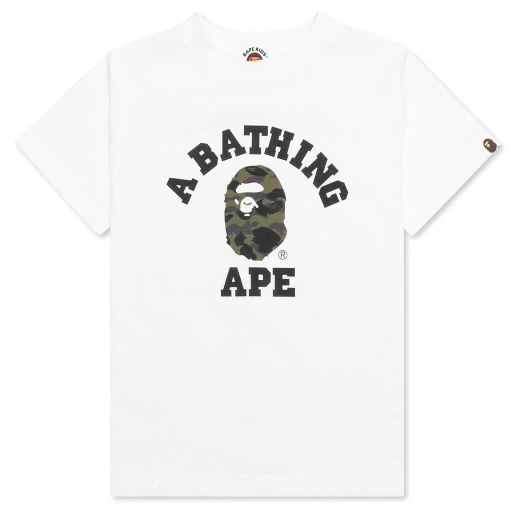 Kids 1st Camo College Tee White Green