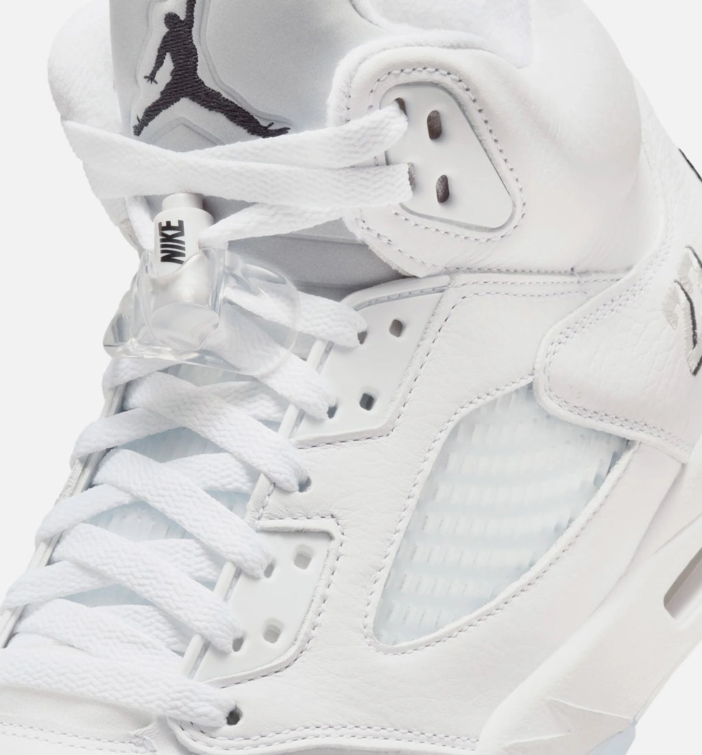 Air Jordan 5 Retro OG White Metallic Mens Lifestyle Shoe White Metallic Silver Black Free Shipping