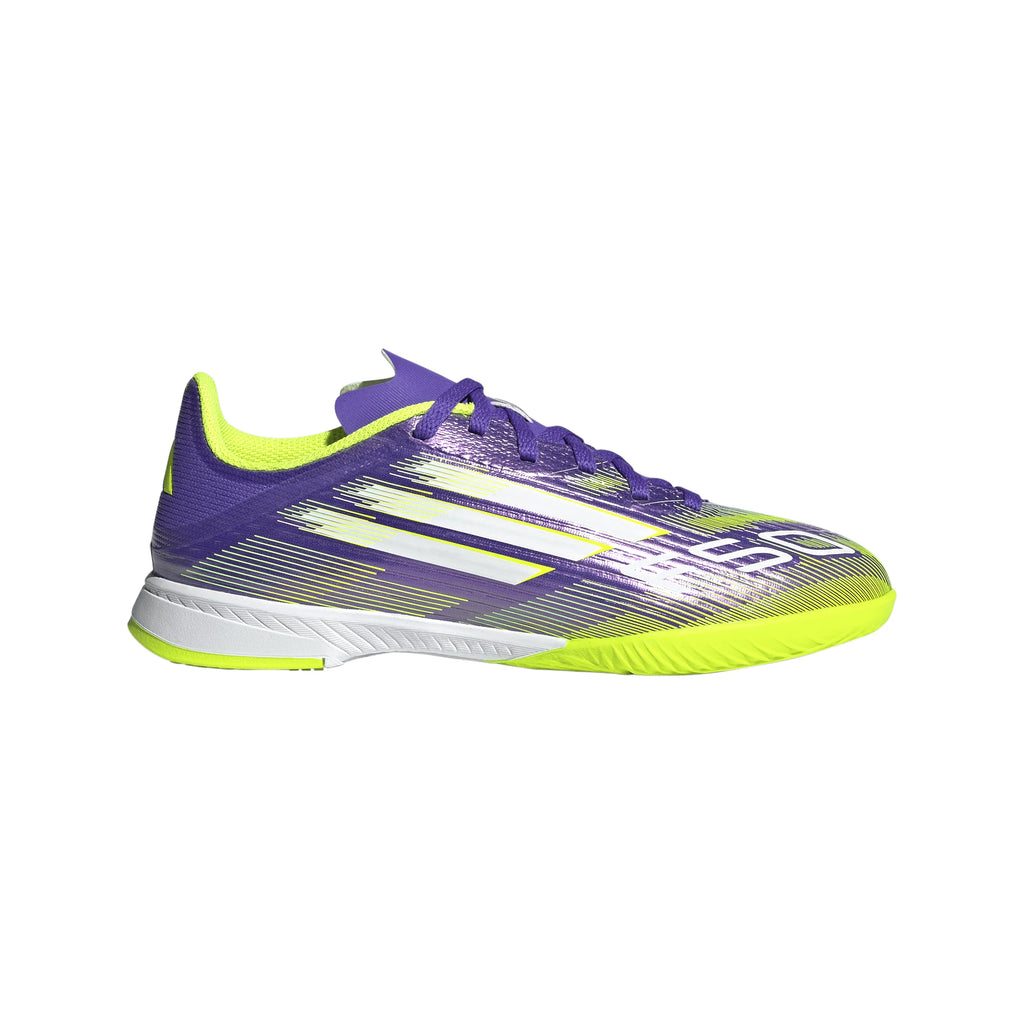 adidas F50 League Indoor Soccer Shoes Kids Purple White Lemon