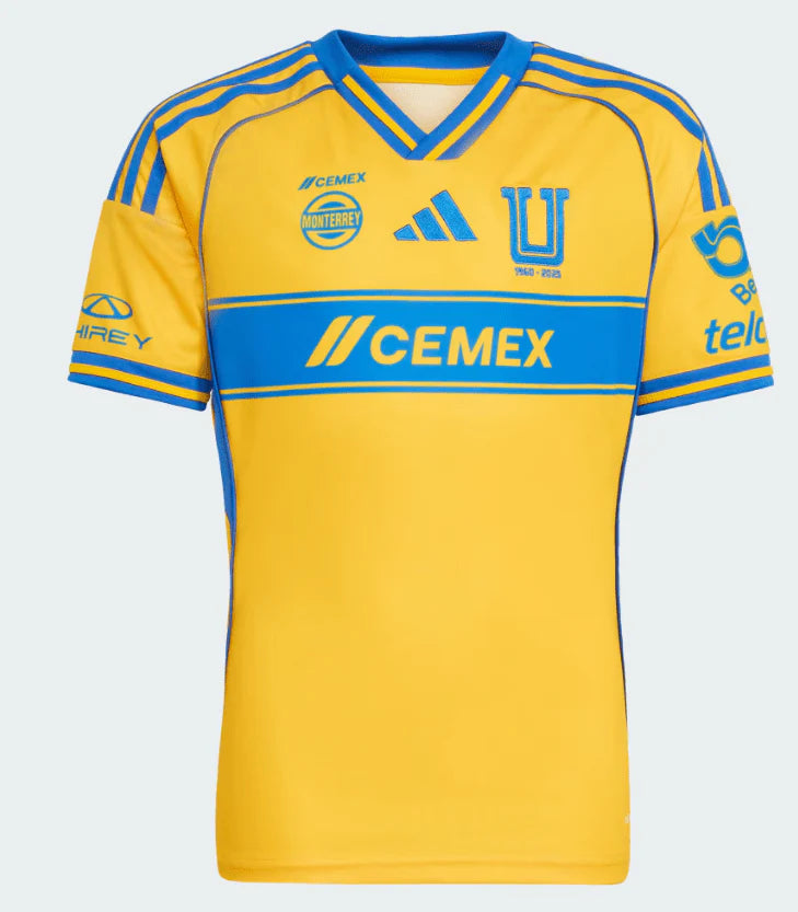 adidas Tigres UANL Home Youth Soccer Jersey 25 26 Gold Blue