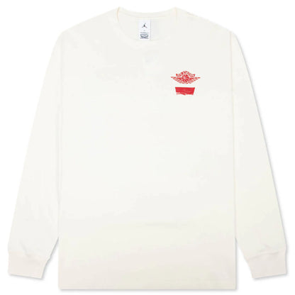 Jordan x Levis L S Tee Pale Ivory Black University Red