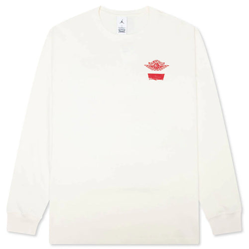 Jordan x Levis L S Tee Pale Ivory Black University Red