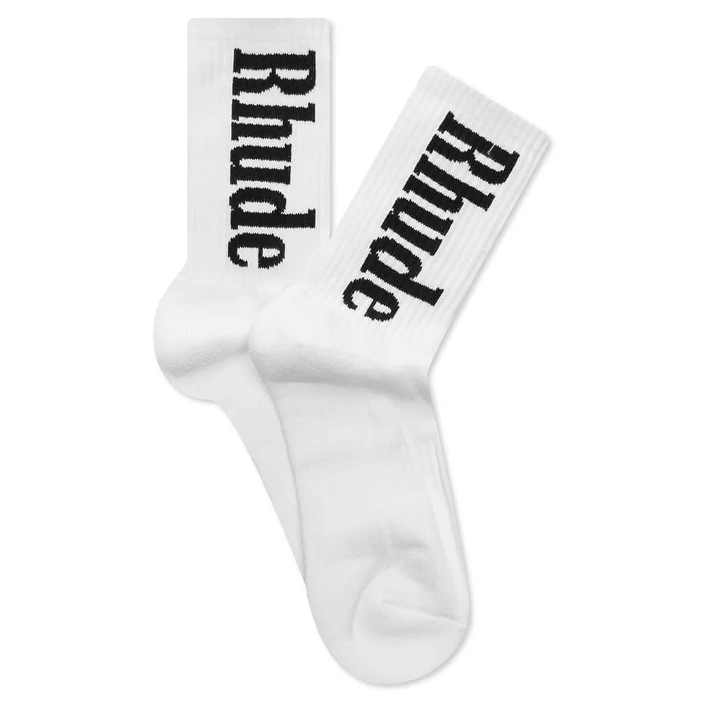 Rhude Vertical Logo Sock White Navy