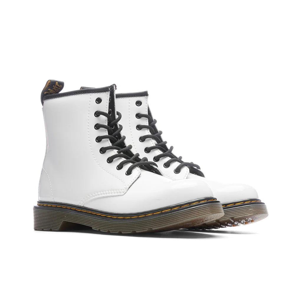 Junior 1460 Patent Leather Boots White Patent Lamper
