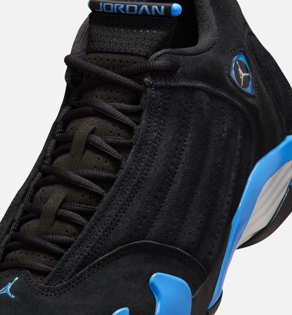 Air Jordan 14 Retro Black University Blue Mens Lifestyle Shoe Black White University Blue Metallic Silver