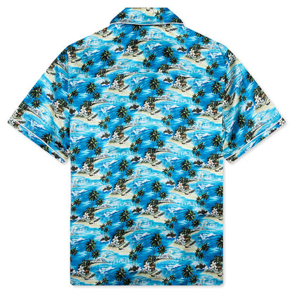 Hitchcock Hawaiian Silk Shirt Blue