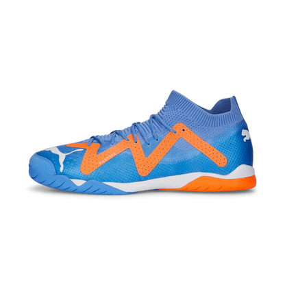 PUMA Future Match IT Indoor Soccer Shoes Blue Glimmer White Ultra Orange