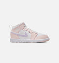 Air Jordan 1 Mid Preschool Lifestyle Shoe Pink Wash White Violet Frost