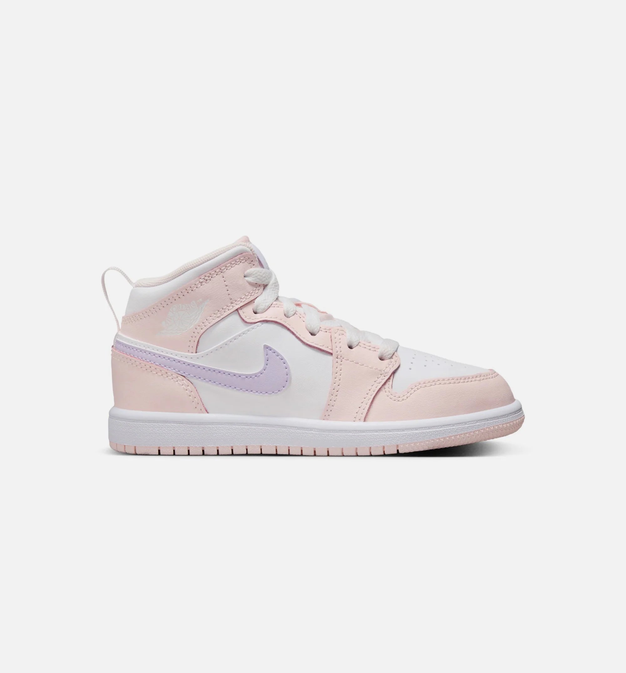 Air Jordan 1 Mid Preschool Lifestyle Shoe Pink Wash White Violet Frost