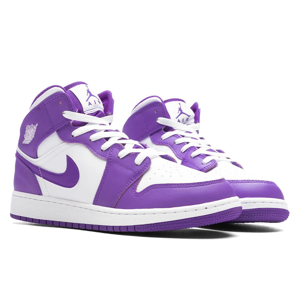 Air Jordan 1 Mid GS Purple Venom White